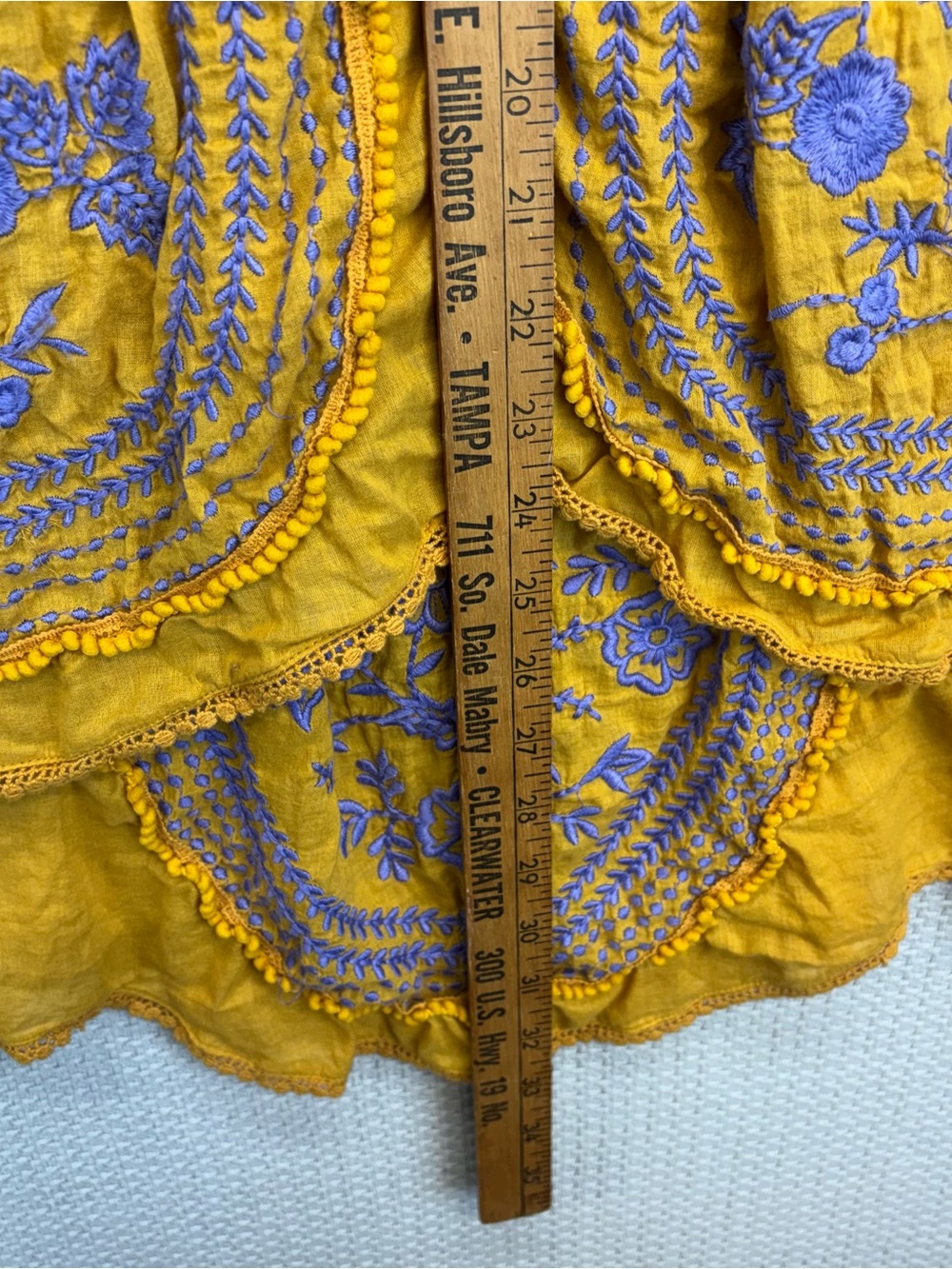 Anthropologie Alena Embroidered Boho Yellow Mustard Floral Peasant Dress XS - Picture 9 of 9